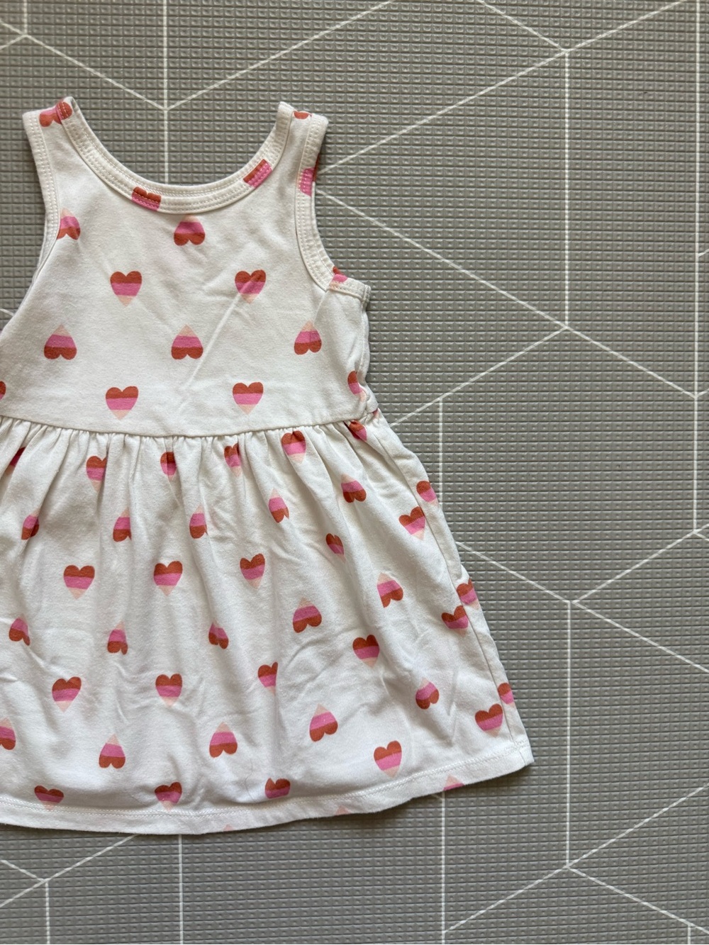 Cat & Jack|Baby Girls/toddler off White Tank Dress w boho Pink Heart Printโขโขโข2T - Picture 4 of 8